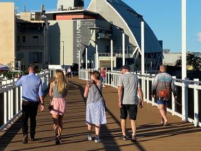People walking on Waterfront Promenade