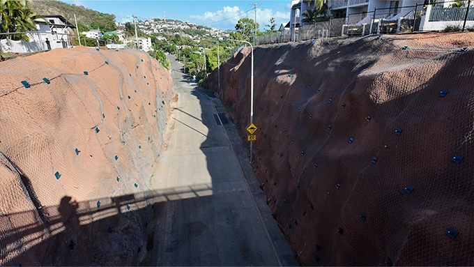 View through the Stanley Street slope after the works.