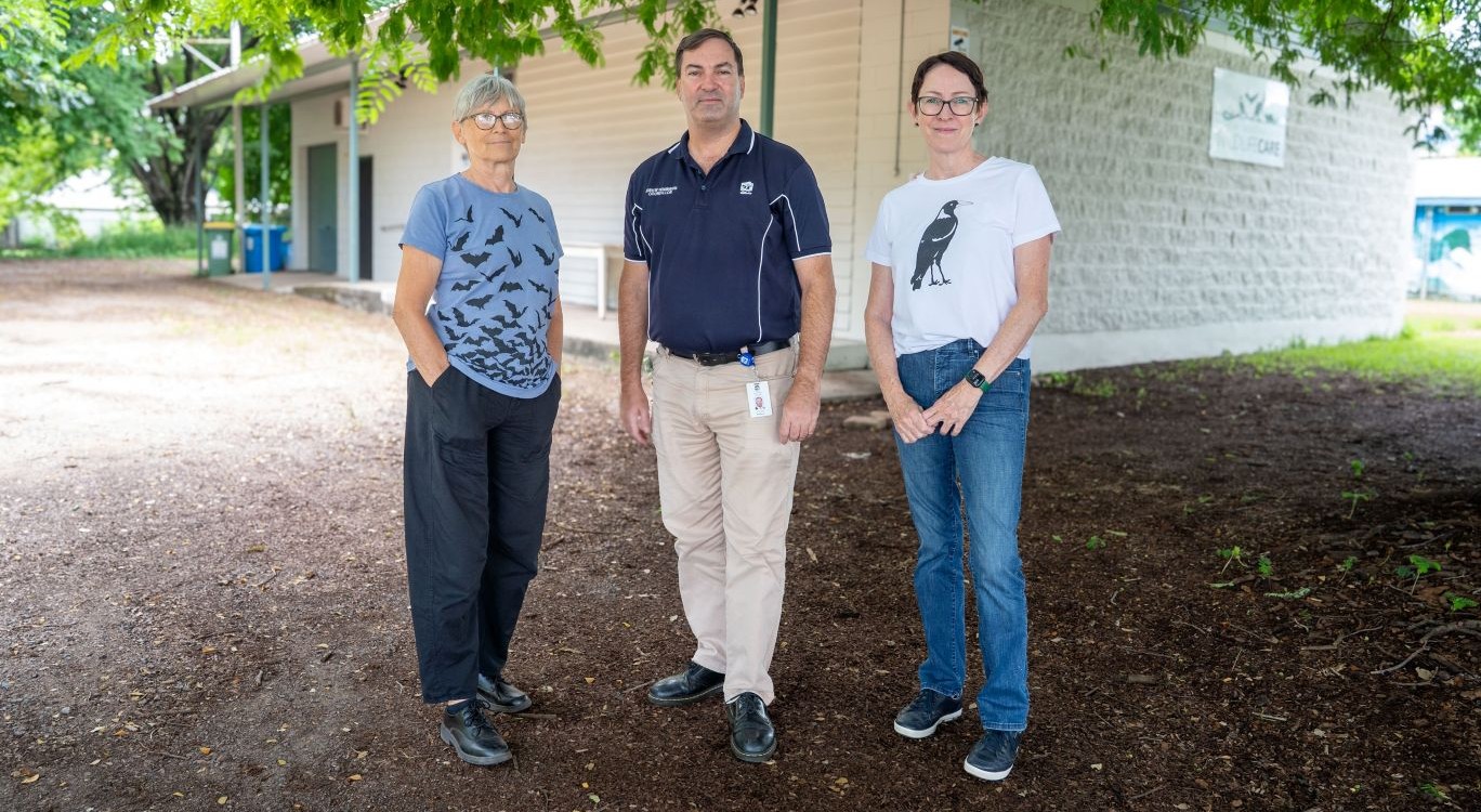 HERO - NQ Wildlife Care NQ Wildlife Care president Dominique Thiriet and secretary Nettie McCarthy with Division 8 councillor Andrew Robinson
