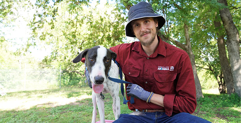 Caption: Jonathan Stitger and Ally the dog at the Animal Care and Adoption Centre. The ACAC is seeing a rise in heartworm in impounded dogs. Jonathan Stitger and Ally the dog at the Animal Care and Adoption Centre. The ACAC is seeing a rise in heartworm in impounded dogs
