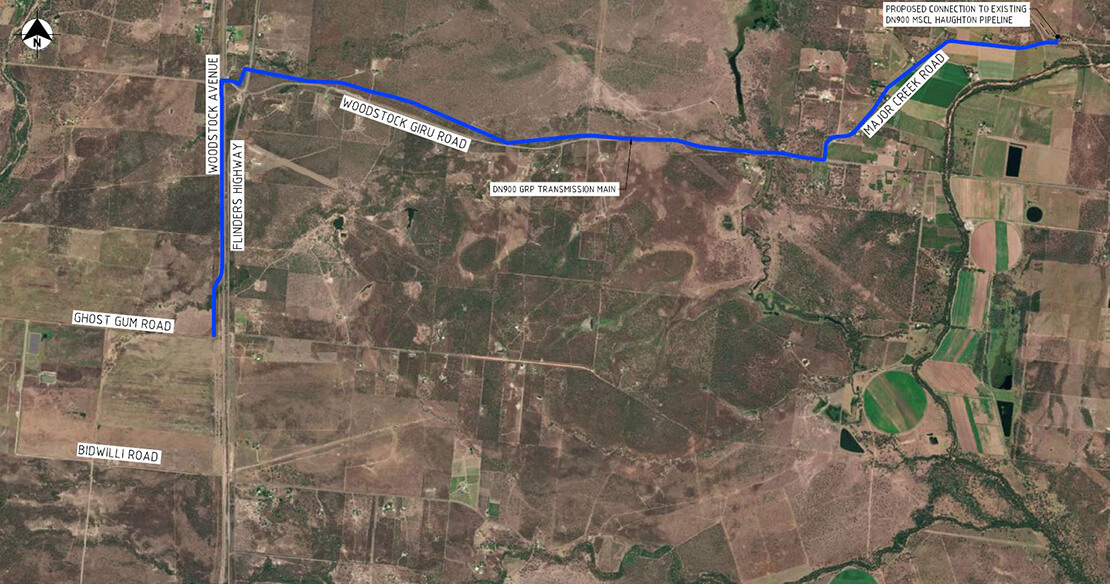 Proposed pathway of the water transmission main