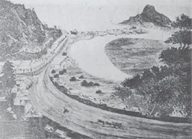 Artist’s impression of Townsville in the 1870s showing creek mouth